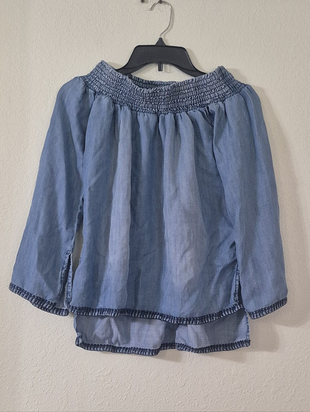 cloth & stone Light Blue Off-Shoulder Peasant Blouse